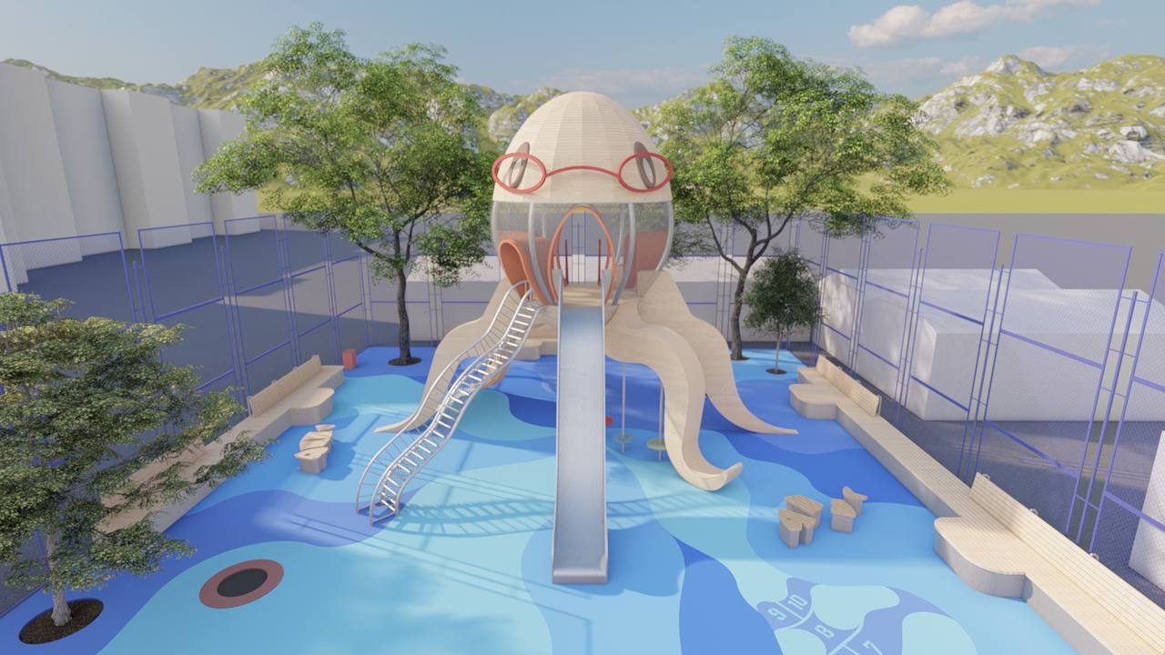 Octopus climbing structure in Vedi — render