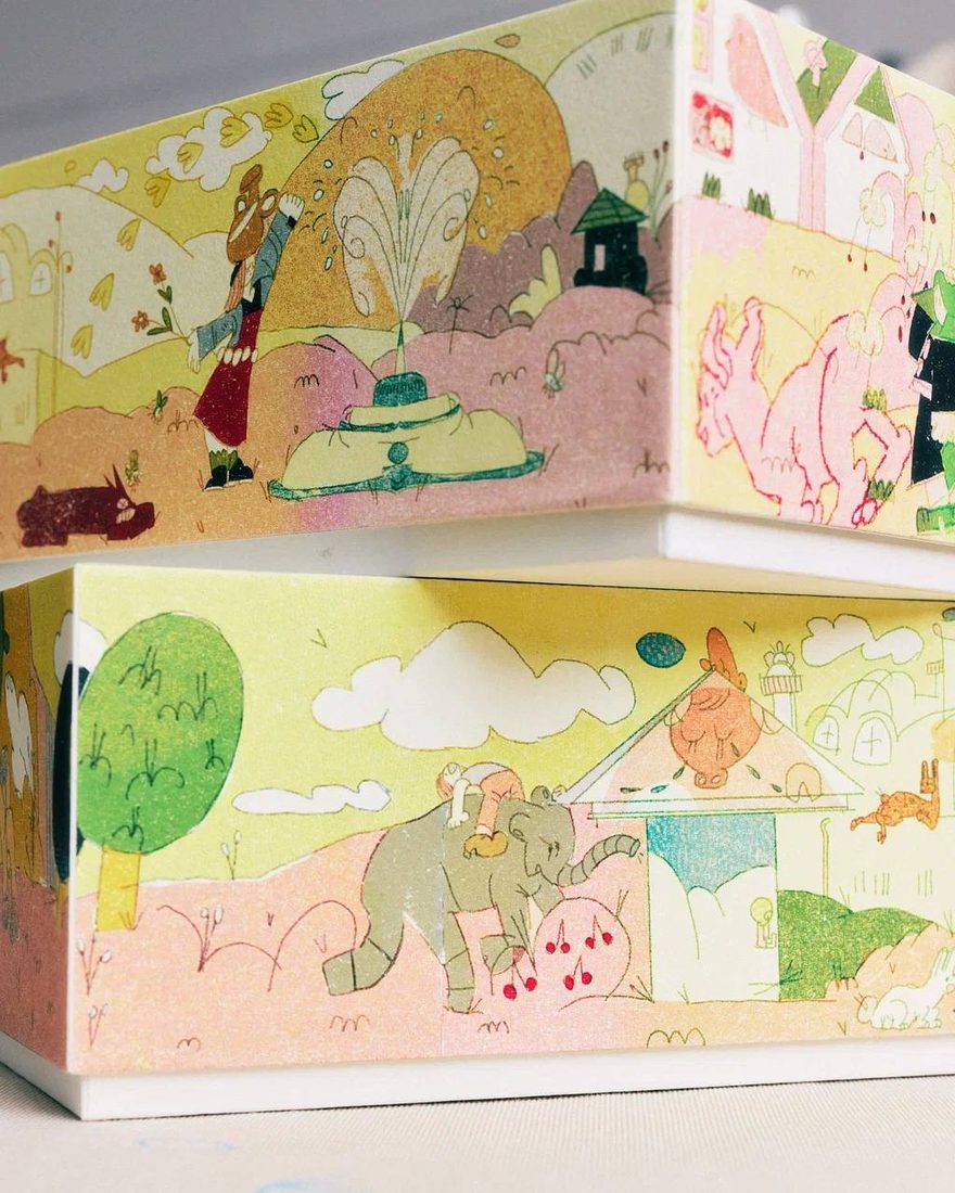 Close view of the illustrated gift boxes from Brutents Ceramics